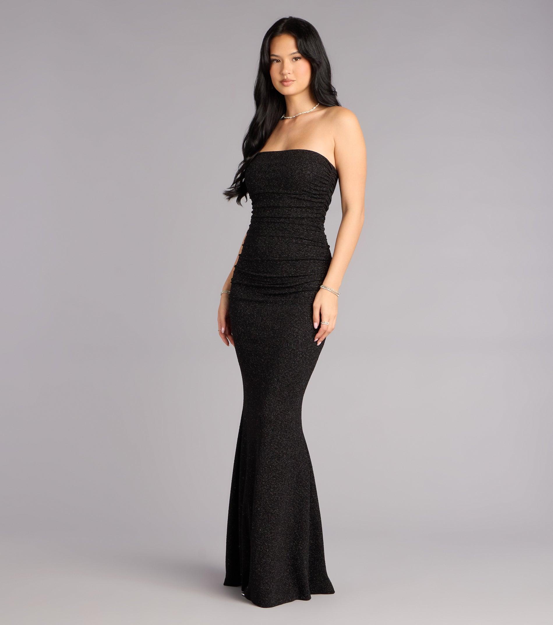 05002-000862_1_BLACK_VKDGLITTERKNITTUBESTRAPLESSRUCHEDMERMAID05002000862001