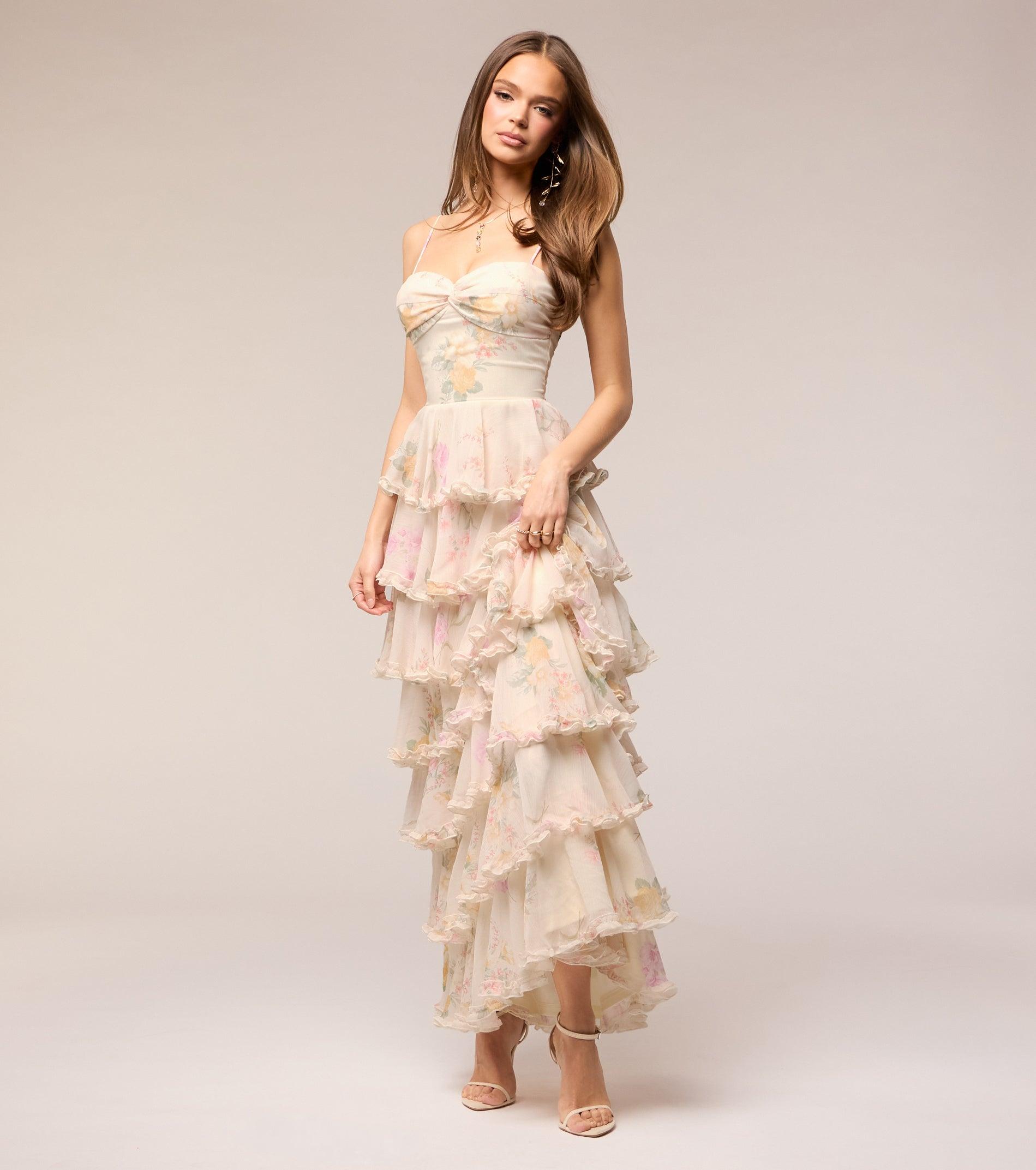 05002-001647_1_IVORY_VKDFLORALCHIFFONSWEETHEARTSPGSTRAPRUCHEDALINEWTIEREDRUFFLES05002001647012