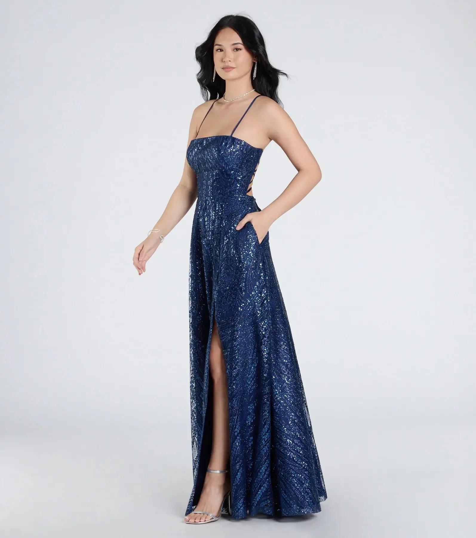 05002-8979_1_NAVY_DreaGlitterSequinLaceUpAlineFormalDress