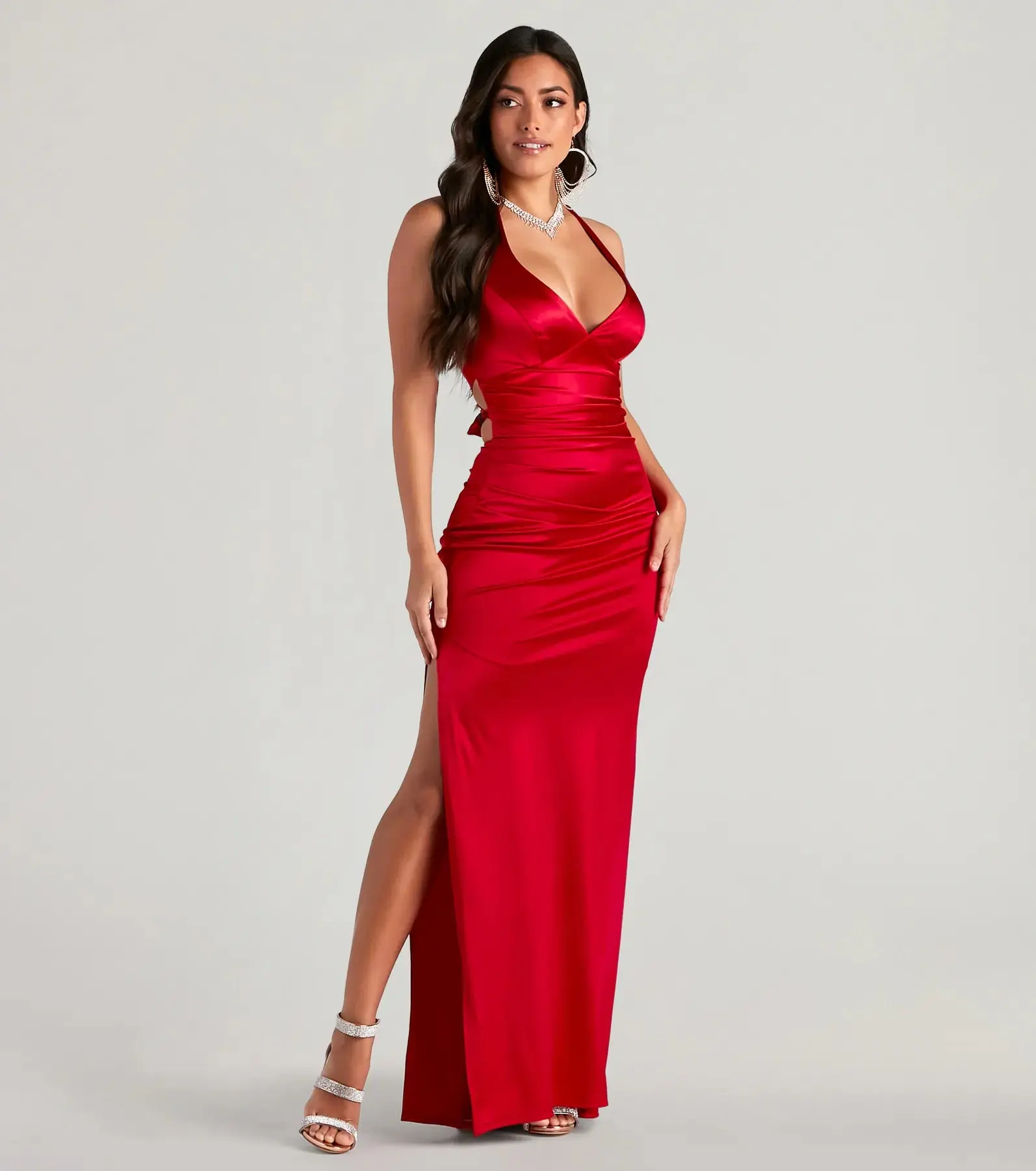 05002-9061_1_RED_JamieLaceUpSatinFormalColumnDress