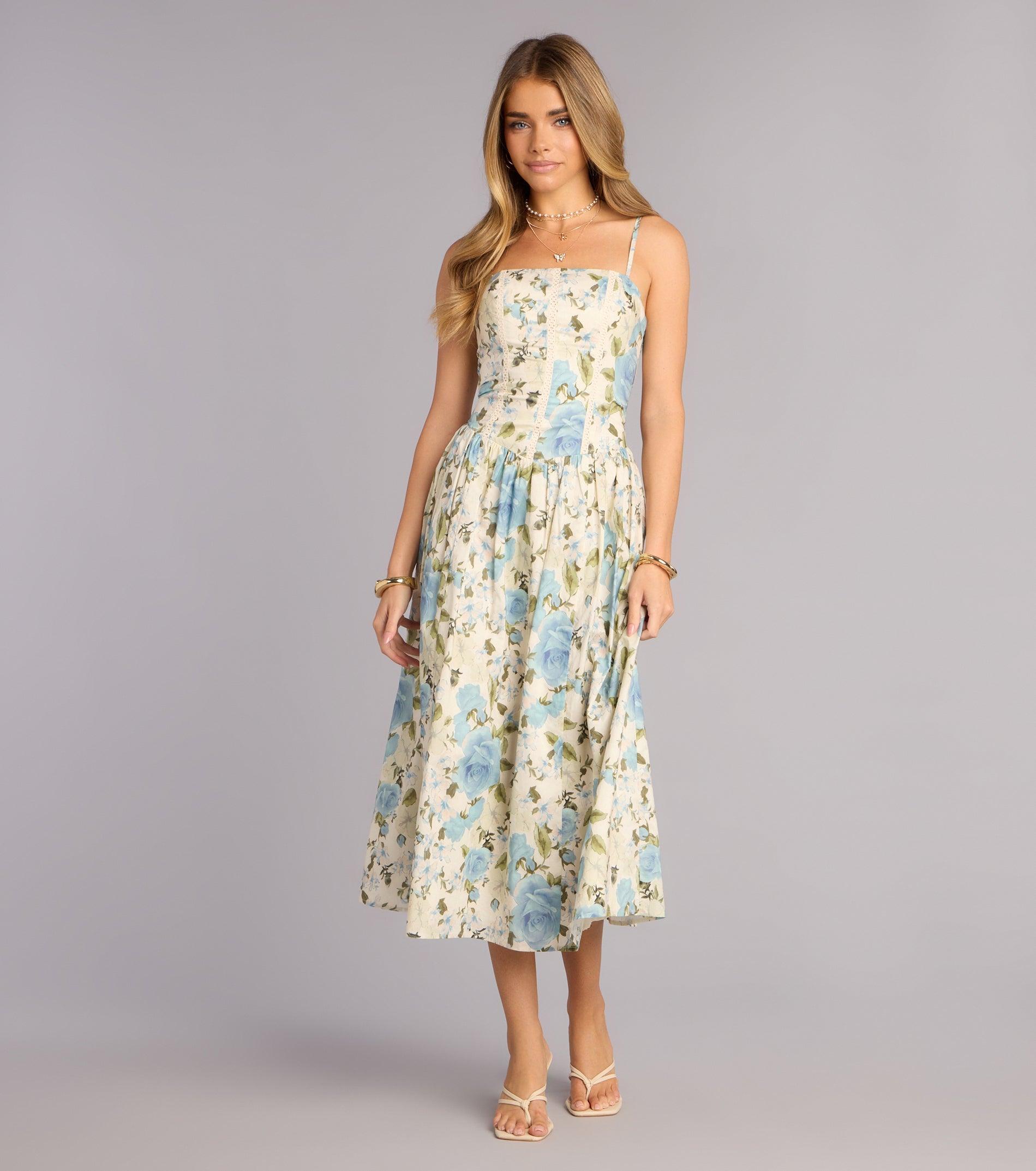 05101-000960_1_IVORY_02FLORALWOVENSQUARENECKWSPGSTRAPSTEALENGTHMIDI05101000960012