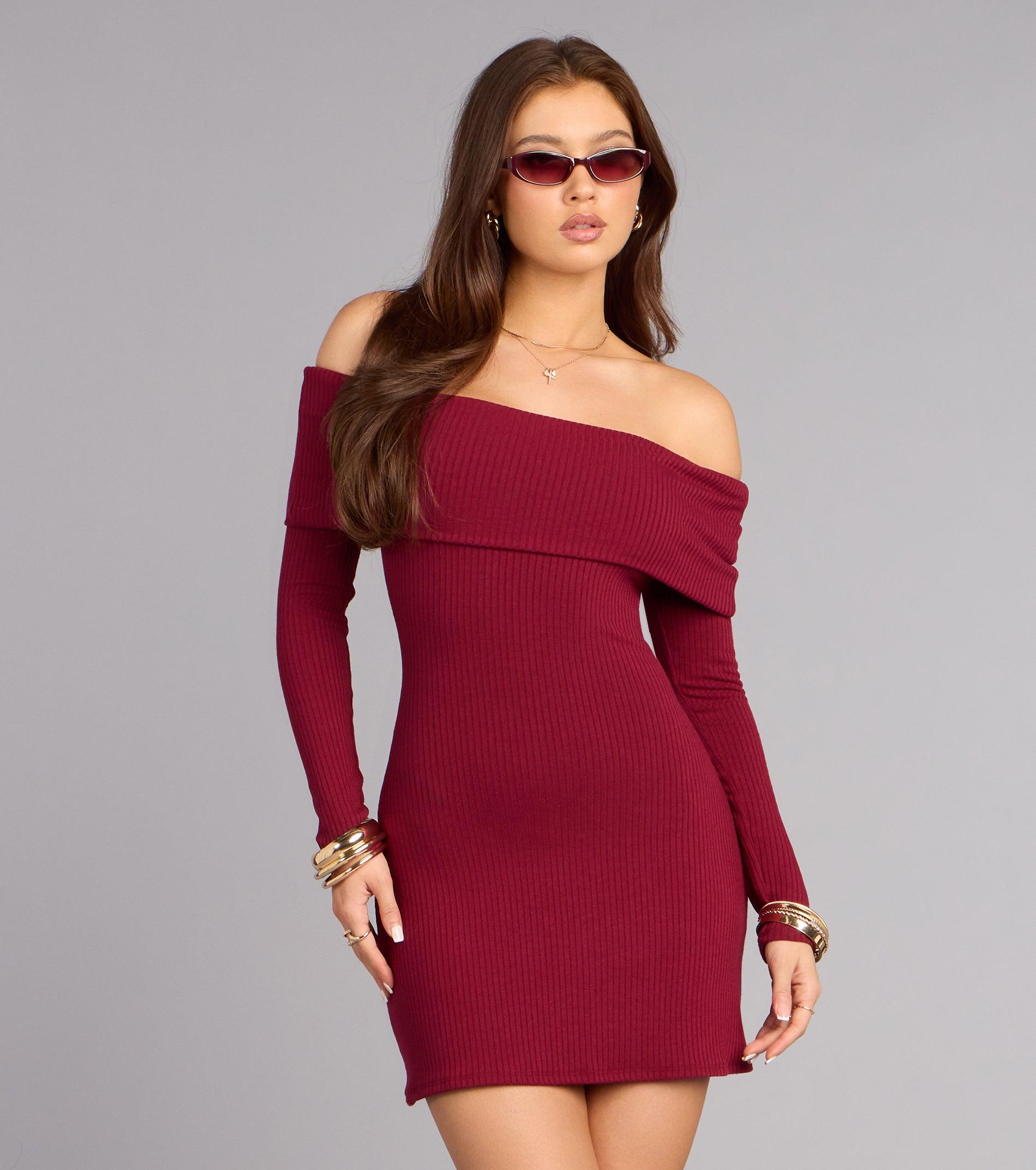 05102-000545_1_BURGUNDY_SoftSpokenConfidenceRibKnitMiniDress