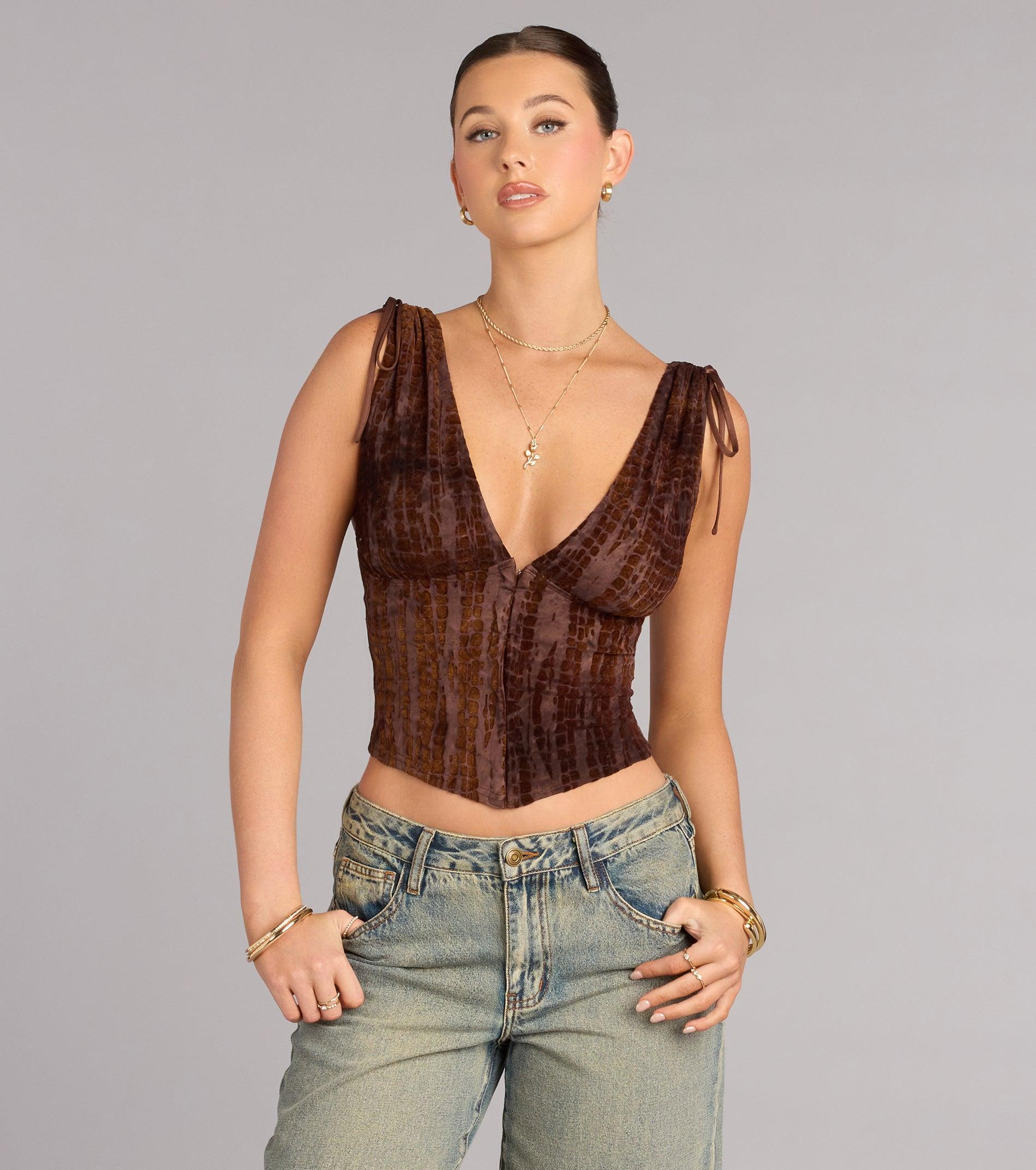 06001-000437_1_BROWN_CaughtYourEyeFlockedVelvetCorsetTop